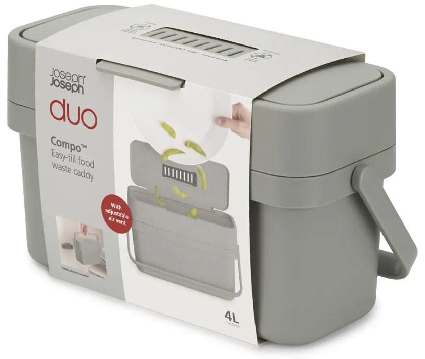 Recipient pentru deșeuri compostabile gri 4 l Duo – Joseph Joseph