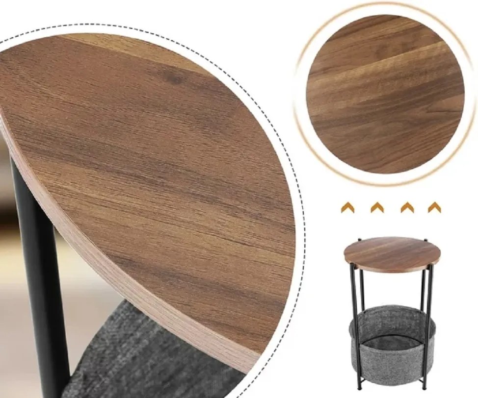 Masuta rotunda cu cos depozitare 60 cm