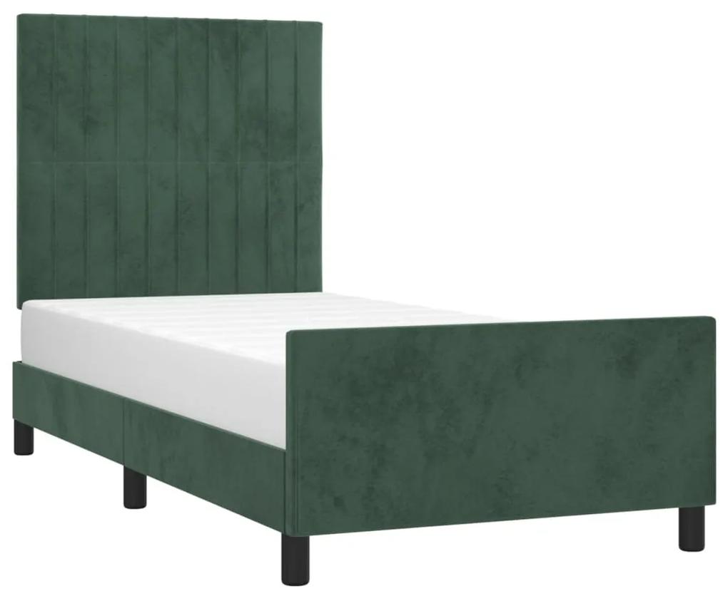 Cadru de pat cu tablie, verde inchis, 80x200 cm, catifea Verde inchis, 80 x 200 cm, Benzi verticale