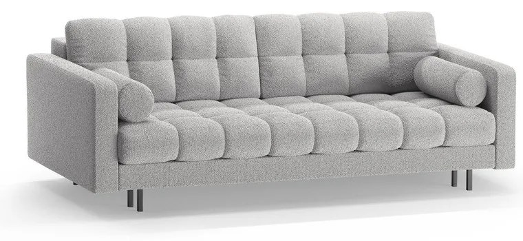 Canapea gri deschis extensibilă, cu spațiu de depozitare cu tapițerie din țesătură bouclé 222 cm Bali – Cosmopolitan Design