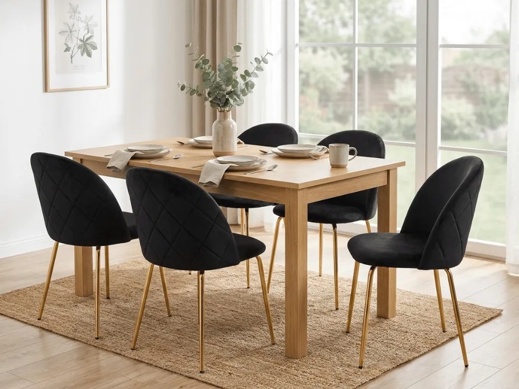 Scaun bucatarie INCA VELVET din catifea cu picioare aurii, neagra