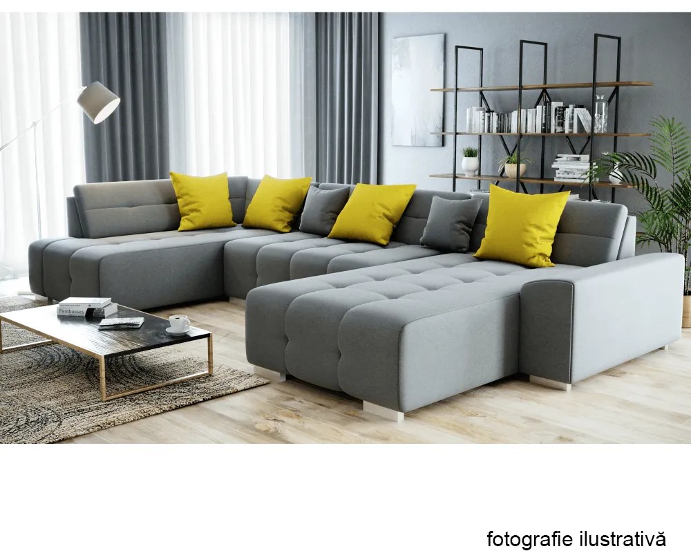 Canapea, gri/muştar, model stânga, BELLIS U