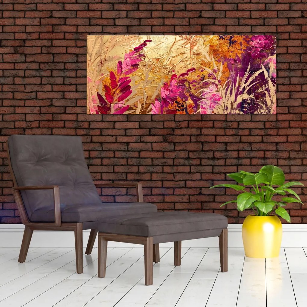 Tablou - Pictură abstractă de flori II. (120x50 cm)