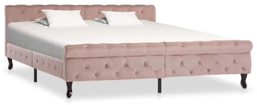 Cadru de pat, roz, 180 x 200 cm, catifea Roz, 180 x 200 cm