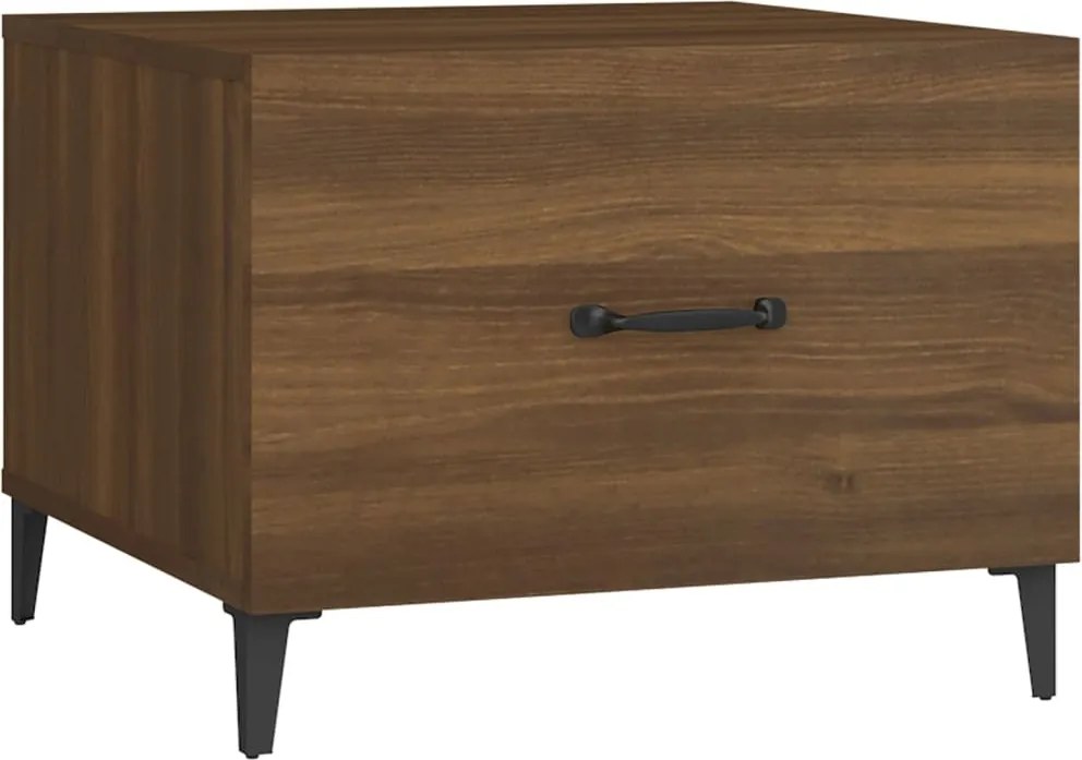 vidaXL Măsuță de cafea cu picioare metalice, stejar maro, 50x50x40 cm