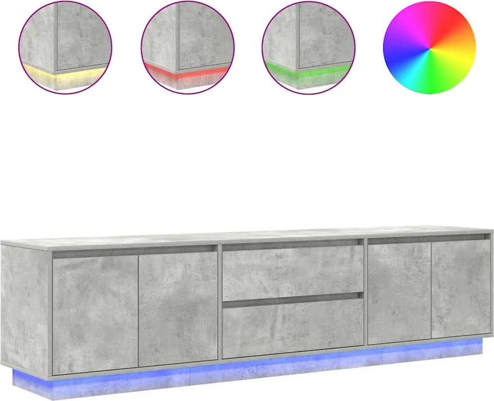 vidaXL Dulap TV cu lumini LED Gri beton 193,5x41x50 cm