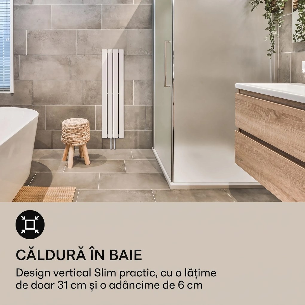 Blumfeldt Ontario calorifer 120 x 30 1/2" racord lateral montaj pe perete 380 Watt