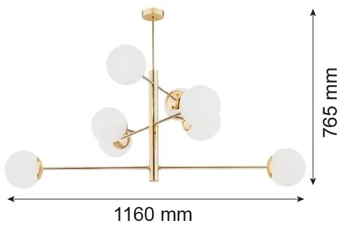 Lustră pe tijă CAMERON 8xE27/15W/230V alamă Argon 5043