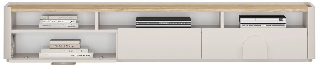 Comodă TV Amilio 200 cm - cashmere / stejar uleiat / mânere cashmere