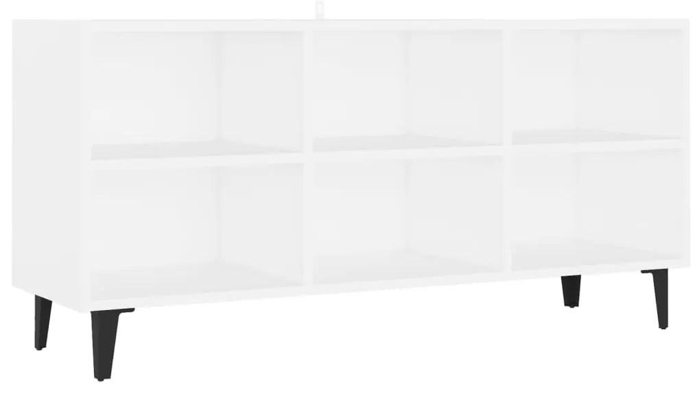 805950 vidaXL Comodă TV cu picioare metalice, alb, 103,5x30x50 cm