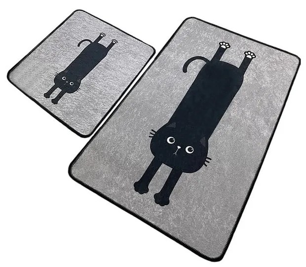 Covorașe de baie negre-gri 2 buc. 60x100 cm Comfort – Foutastic