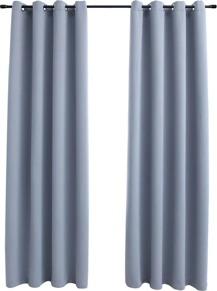 vidaXL Draperii opace cu inele metalice, 2 buc., gri, 140 x 225 cm