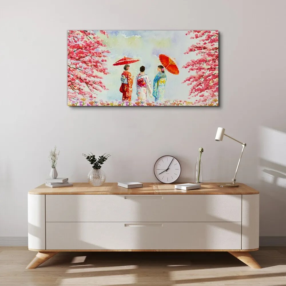 Tablou canvas flori de copac acuarelă