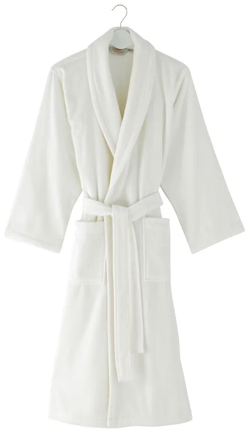 Halat de baie unisex MICRO COTTON Alb crem / Ecru L