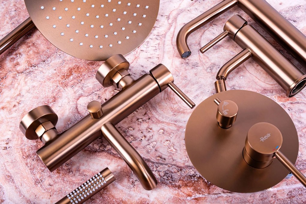 Set de duș incastrat Rea LUNGO COPPER BRUSH + BOX cu termostat