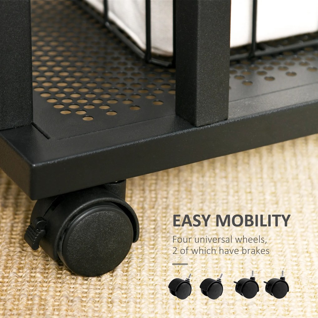 Masuta de cafea coltar pentru canapea si pat cu 4 roti in stil industrial din lemn, 51x36x61 cm HOMCOM | Aosom RO