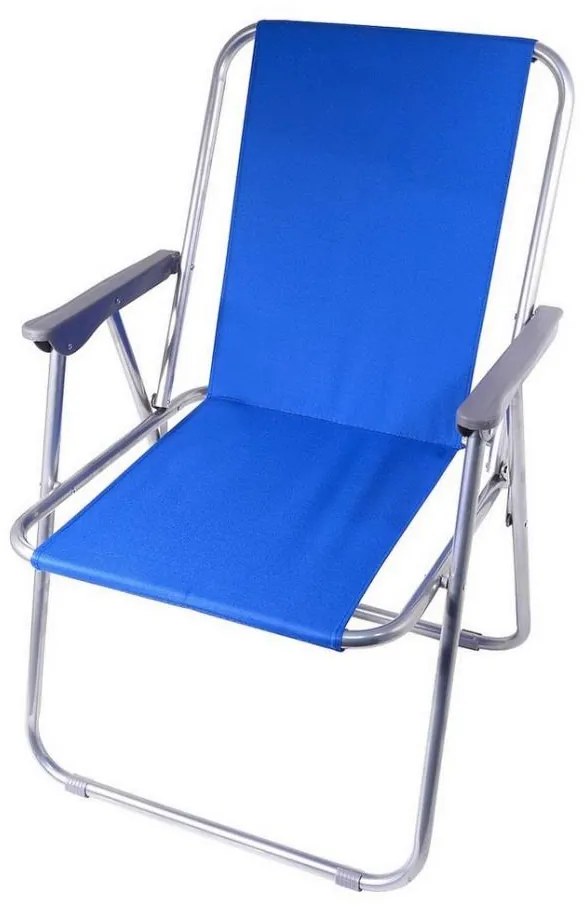 Scaun camping pliabil albastru/crom mat