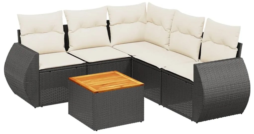 3224999 vidaXL Set mobilier de grădină cu perne, 6 piese, negru, poliratan