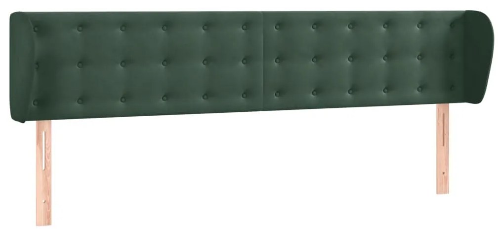 3117641 vidaXL Tăblie de pat cu aripioare verde închis 183x23x78/88 cm catifea