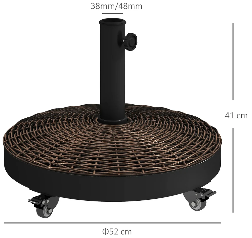 Outsunny Bază pentru Umbrelă de Grădină Rotundă cu 4 Roți și Frâne, Ø52x41 cm, Bronz | Aosom Romania