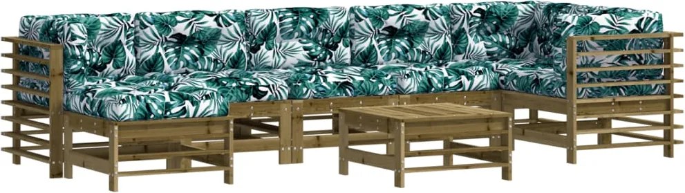 vidaXL Set mobilier de grădină cu perne, 8 piese, lemn de pin tratat