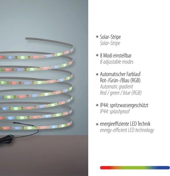 JUST LIGHT. 19971-18 - Bandă LED solară RGB TEANIA LED//3,7V 5 m 1200 mAh IP44
