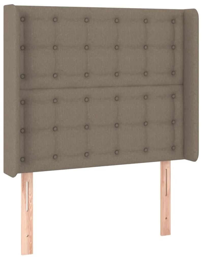 3120000 vidaXL Tăblie de pat cu aripioare gri taupe 93x16x118/128 cm textil