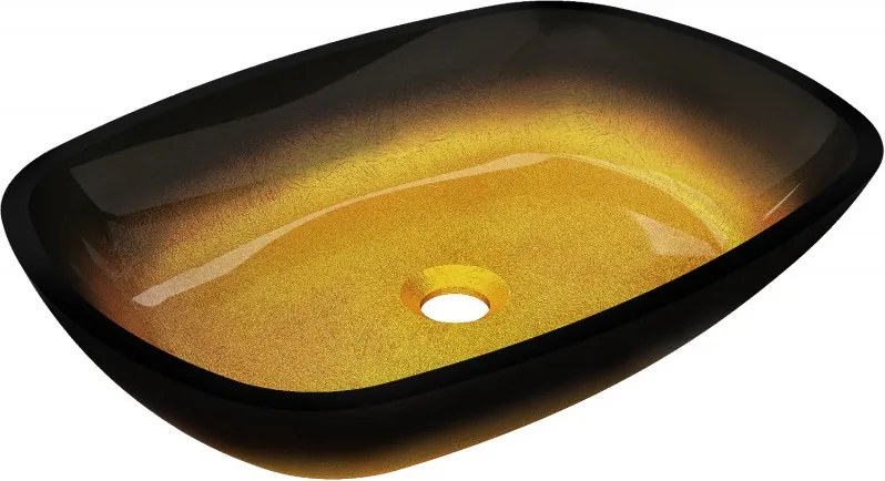 Mexen Araks chiuvetă de sticlă deasupra blatului 54 x 39 cm, aurie închisă - 24155451