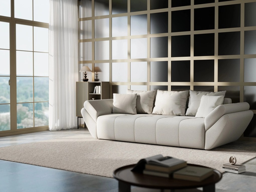 Canapea extensibilă dumonde cu ladă de depozitare si sezut confortabil din spuma high-density, Berlin Enjoy Bej 250x100 cm