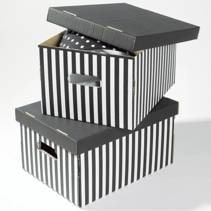 Set 2 cutii pentru depozitare Compactor Stripes, negru