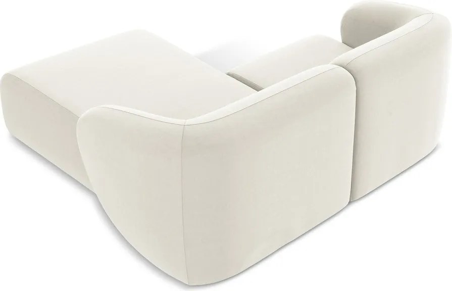 Colțar bej cu tapițerie din catifea (cu colț pe partea dreaptă/cu șezlong) Lani – Makamii