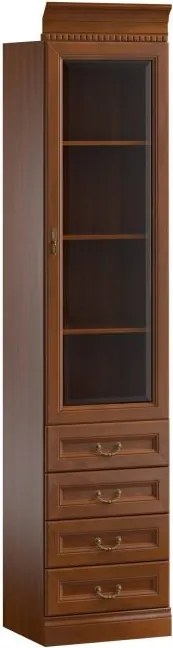 Corp lemn masiv Bibliotecă Bennett 9 1 Ușă Vitrină 4 Sertare L 50 2cm