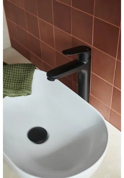 Baterie umyvadlová KFA Armatura 5552-712-81 + výpusť OTAVA 30,2 cm matná černá