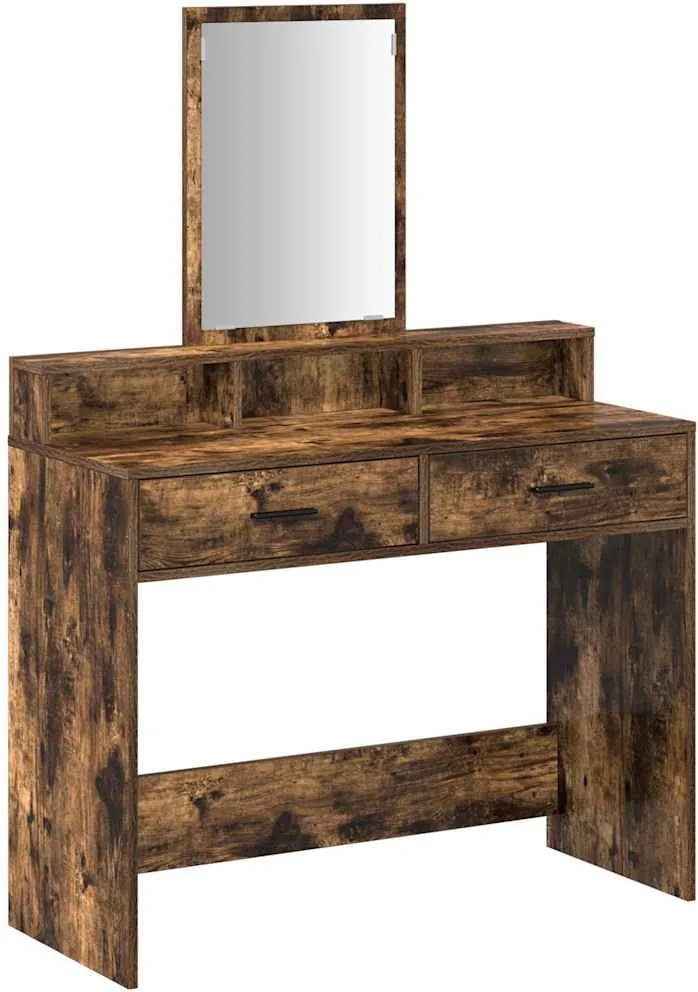 vidaXL Masă de Machiaj Stejar fumuriu 100 x 41 x 140 cm Lemn compozit