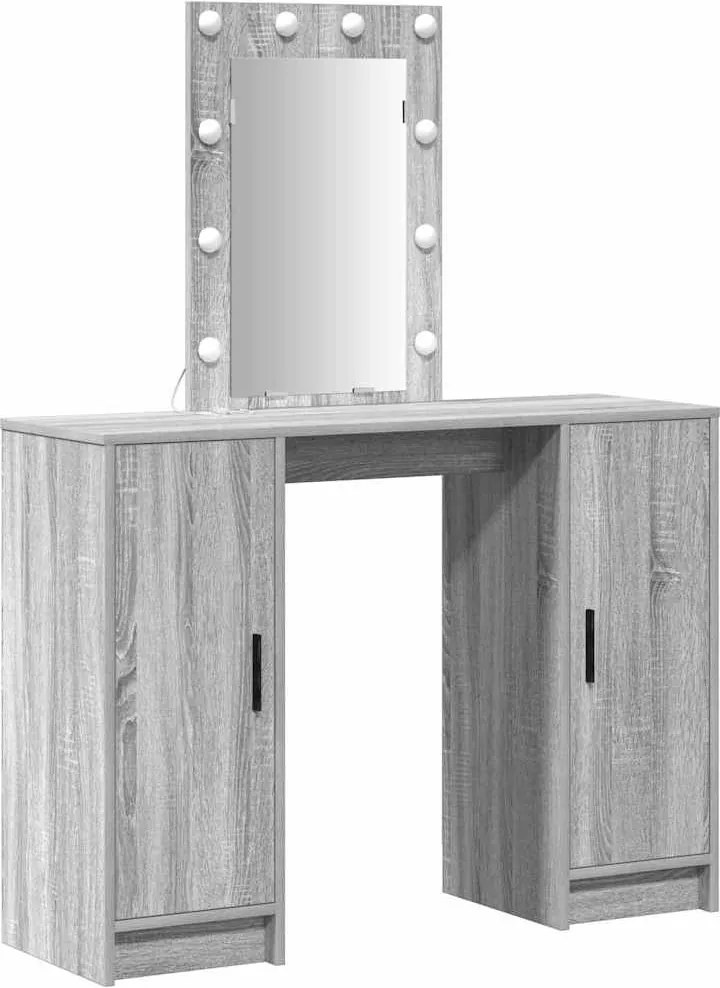 vidaXL Masă de Machiaj cu ușă Gri 102 x 33 x 135 cm Lemn compozit