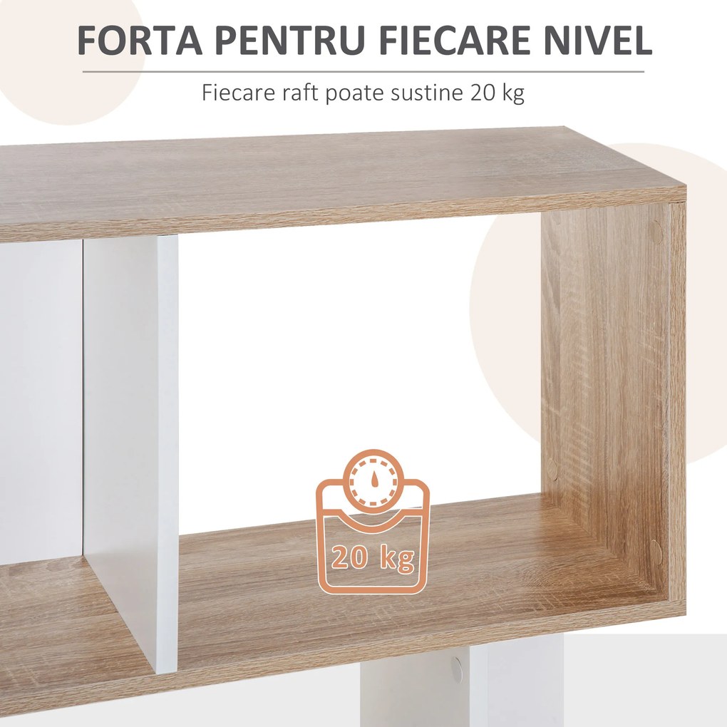 HOMCOM Bibliotecă de Perete Modernă cu 5 Rafturi, Design Vertical din Lemn, 60x24x184.5 cm, Alb | Aosom România