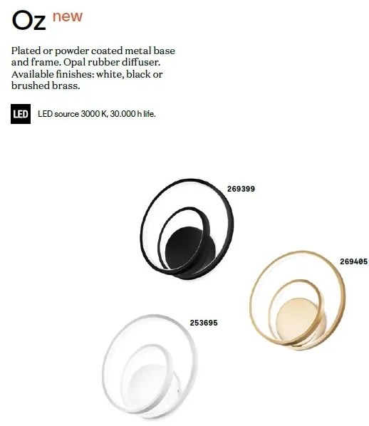 Aplica LED design modern circular OZ AP ON-OFF OTTONE