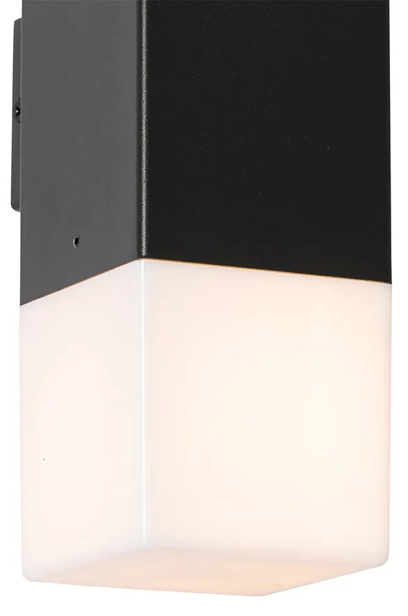 Lampă de perete exterioară neagră cu abajur opalescent 2 lumini IP44 - Denmark