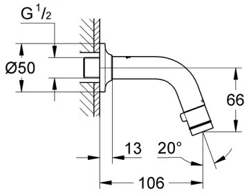 GROHE 20205000 - Ventil de perete UNIVERSAL, 106 mm, crom lucios