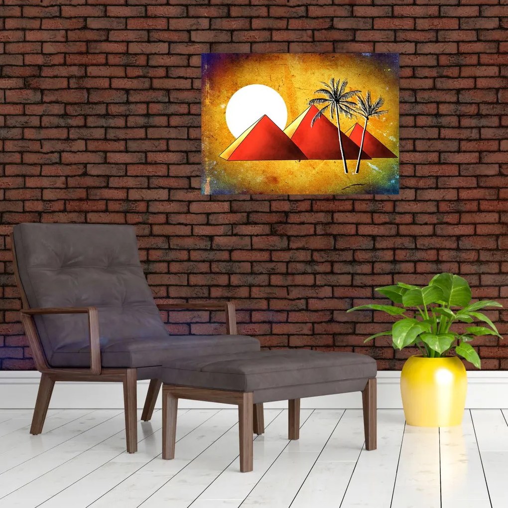 Tablou cu piramidele egiptene pictate (70x50 cm)