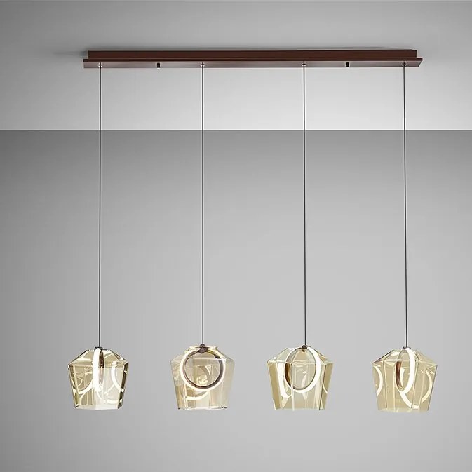 Lustra cu 4 pendule LED design decorativ Ingrid 4L champagne