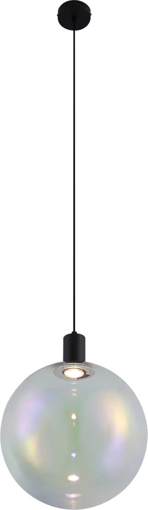 Lampă suspendată de design neagră cu sticlă curcubeu 35cm - Mallon
