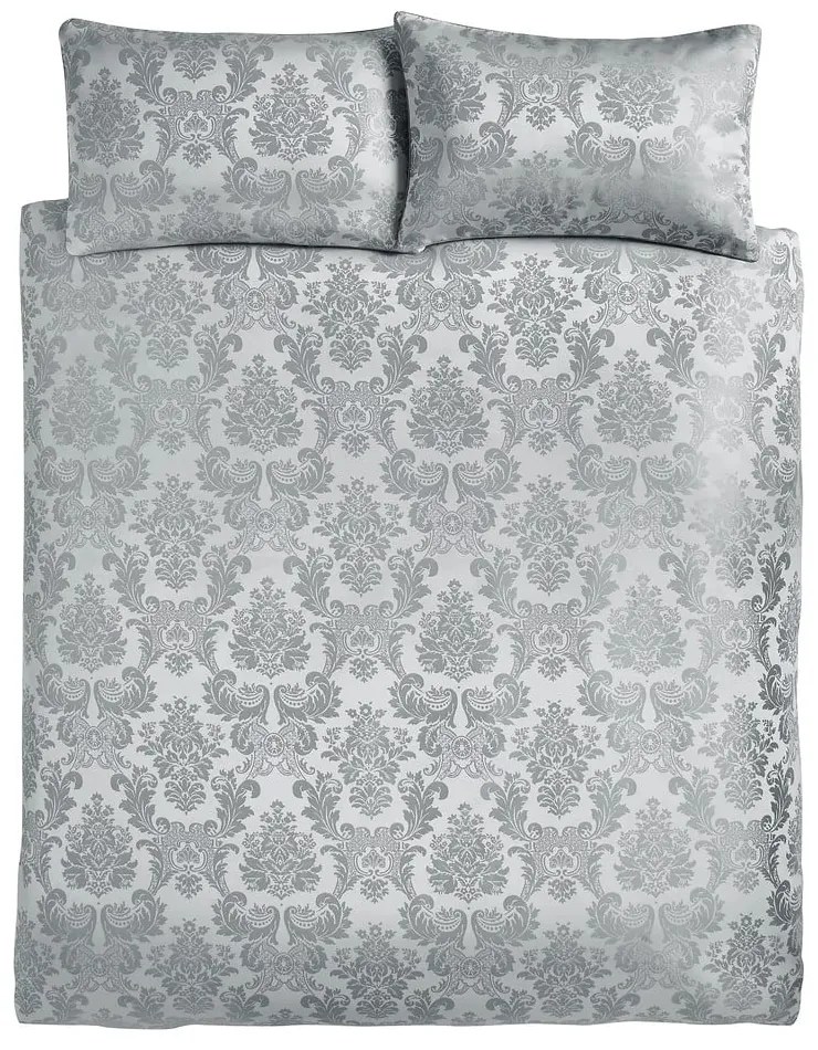 Lenjerie de pat gri din damasc pentru pat dublu, extinsă 230x220 cm Damask Jacquard – Catherine Lansfield