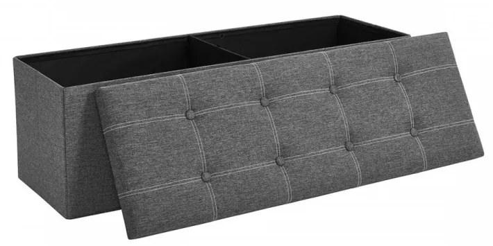 Bancheta cu spatiu depozitare, 110 x 38 x 38 cm, MDF / textil, gri inchis, Songmics