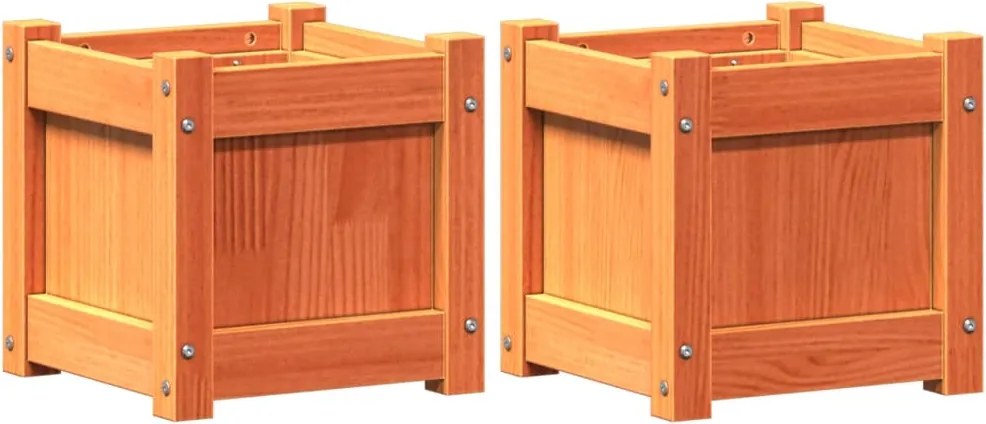 vidaXL Jardiniere de grădină, 2 buc., maro ceruit, lemn masiv de pin