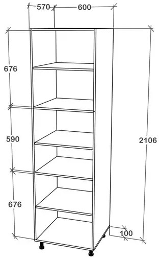 Corp Turn Karo, 2 Usi, cu spatiu cuptor, Gri Lucios/Alb, MDF, 60 x 57 x 210 cm