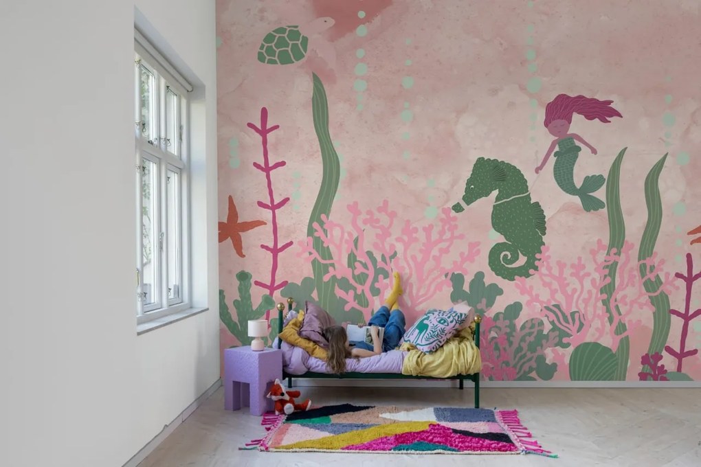 Tapet Mermaid World, Pink, Rebel Walls