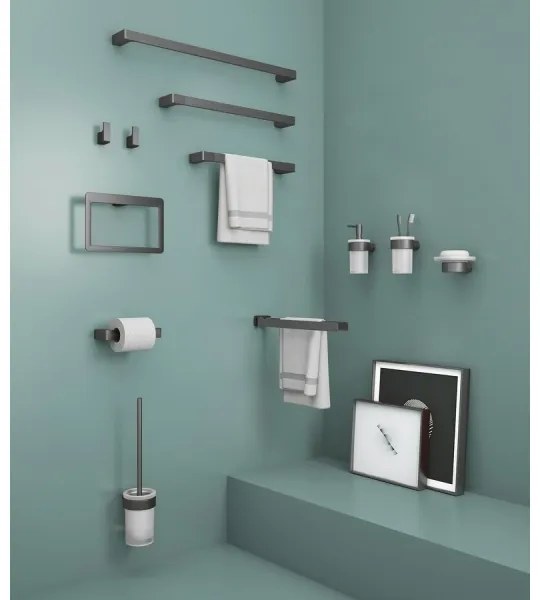 Gedy - Suport pentru săpun montat pe perete PIRENEI, sticlă opală/gri metalizat