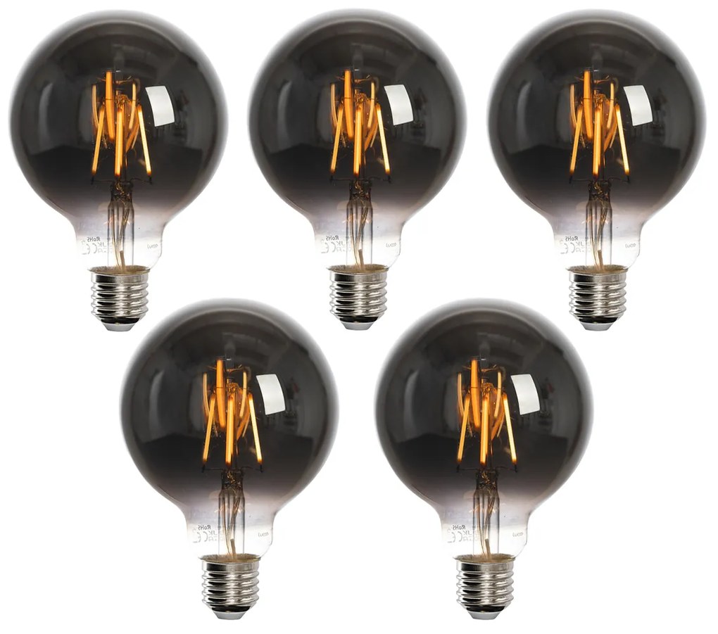 Set de 5 becuri LED inteligente E27 G95 fumurii 4W 60lm 1800-3000K