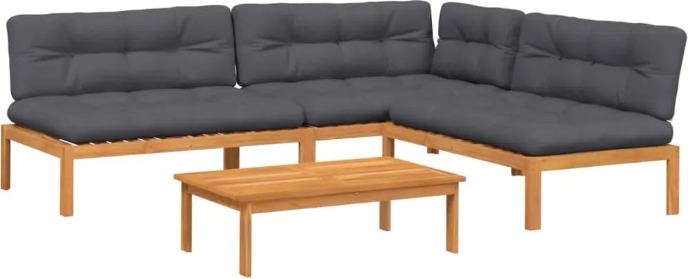 vidaXL Set canapele de grădină cu perne din paleți 4 piese lemn acacia